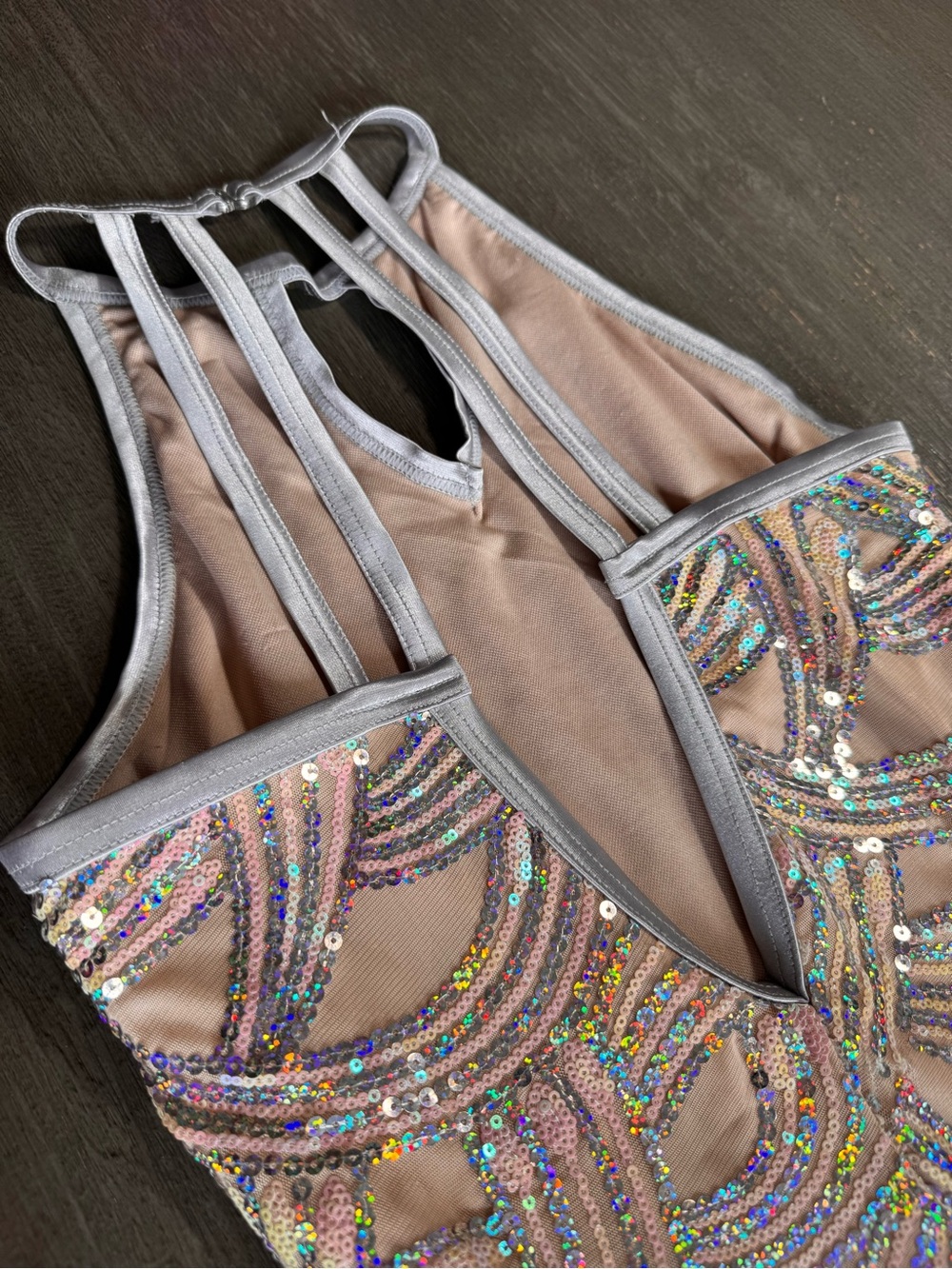 Weissman Big Girls Donāt Cry Silver Sequin Flapper Romper Dance Onesie M - Picture 6 of 10